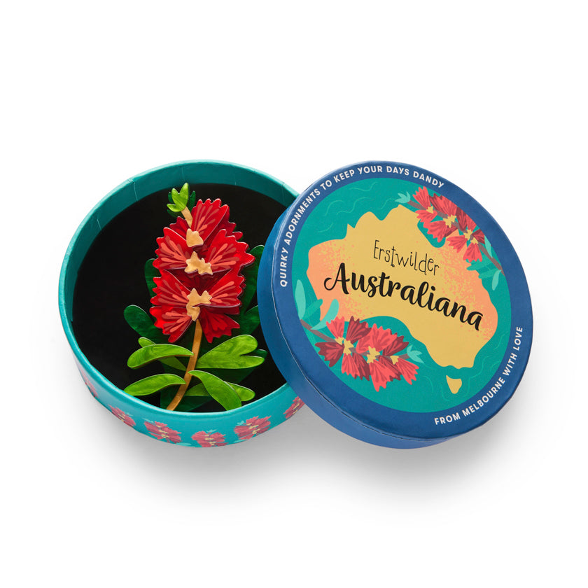Erstwilder - Brooch Crimson Bottlebrush
