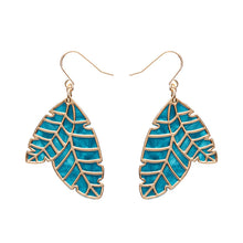 Load image into Gallery viewer, Erstwilder - Drop Earrings Leaf Textured Emerald Resin Gold
