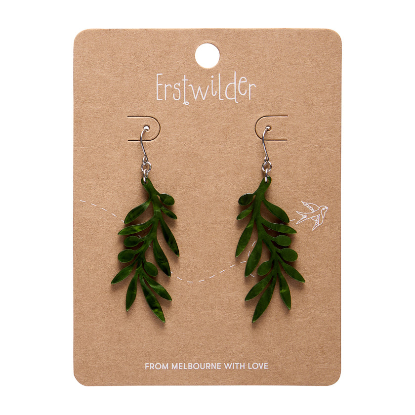 Erstwilder - Drop Earrings Olive Branch Green