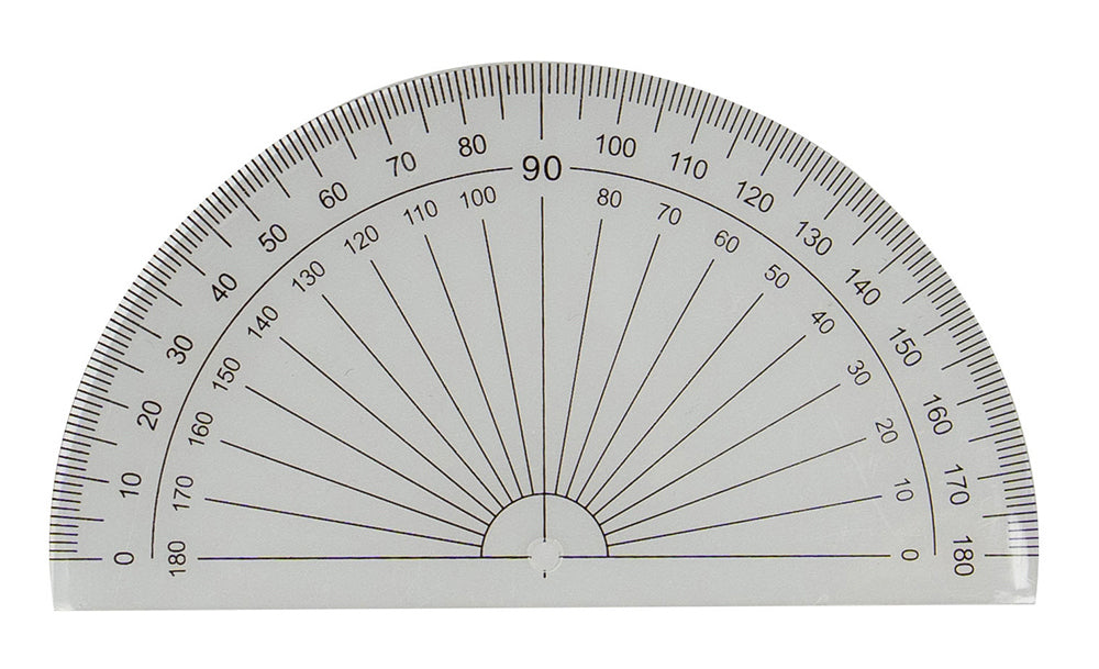 PROTRACTOR 10CM 180 DEG HALF CIRCLE CLEAR
