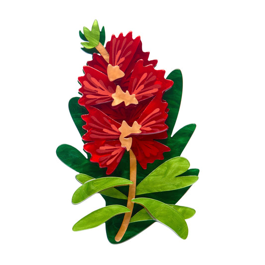 Erstwilder - Brooch Crimson Bottlebrush
