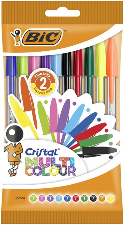 Bic Cristal 10 Mixed Colour Pen Pack